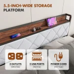 JHK King Size Soft Pack Heavy Duty Metal Bed Frame with Headboard Charging Station 1100lbs Capacity Easy Assembly For Bedroom 6