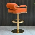 Modern Luxury Bar Stools with Backrest and Gold Base Counter Swivel Bar Stool Custmized Color 4