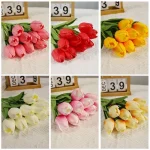 1/3/5PCS Tulips Artificial Flowers Real Touch Flowers Tulip Bouquet Decor Fake Tulips Flower for Home Wedding Decorations 4