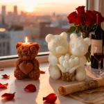 Love Rose Bear Silicone Candle Mold Handmade Valentine's Day Gifts Gypsum Resin Mould DIY Home Decoration Crafts Making Molds 6