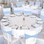 100 Pcs Spandex Chair Sashes with Crown Buckle Slider Stretch Chair Bands Cover Ties for Wedding, Banquet, Gala, Corporate Event 5