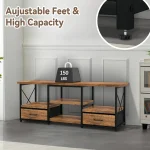 55" TV Stand with Fabric Drawers-Brown 4