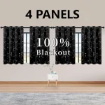 4PCSBlackout Curtains Grommet Thermal Insulated Room Darkening  With Circle And Dots Foil Printed For Bedroom 3