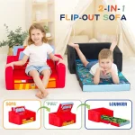Kids Sofas Childrens Sofa Bed Babys Upholstered Couch Sleepover Chair Flipout Open ReclinerRed Fire Truck 3
