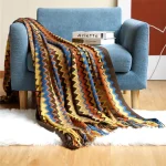 100% Acryl Hand Knitted Blanket with Tassel Summer Blanket Bed Sofa Travel Breathable Chic Bohemian Soft Comfortable Blanket 5