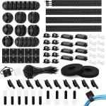 173 PCS Cable Organizer Clips Office Cable Management Kit Cord Management Cord Organizer Tie for Car Office Home
