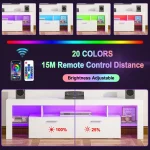 Modern LED TV Stand with Storage Drawers and Adjustable Lights for 50-75 Inch TVs, White Entertainment Center 3