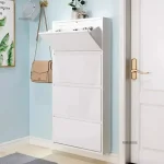 Steel Narrow Shoe Rack Home Aesthetic Living Room Furniture Tilted Vertical Storage Hallway Shoe Cabinets n 5