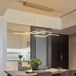 Gold 3-Light Linear LED Pendant Kitchen Light Modern Simple Style Dining Room Lighting Chandelier Dimmable 2