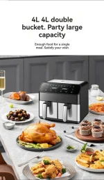 New Double-pot Air Fryer, Large Capacity, 8L, Double-bin, Electric Frying Pan Multifunctional Double-barrel Household Air Fryer 6