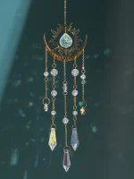 1pc gold flame moon crystal pendant sunlight catcher outdoor garden ab colourful hanging decorations hanging ornaments 6