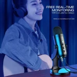 Haomuren USB Microphone for PC Mac Gaming Recording Stream Podcast, Computer Condenser Mic with Phone Adapter Headphone Output 3