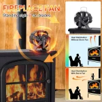Mini Stove Fan 6Blades Heat Powered Fireplace Fan Log Wood Burner Heater Quiet Eco Hot Fan Home Efficient Heat Distribution 2