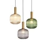 Simple Retro Single Head Ceiling Chandelier Creative Green Glass Hanging Pendant Light for Restaurant Shop Living Room Medium 4