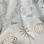 100% Cotton Hollow Out Lace Embroidered Fabric with Shell Pattern for Sewing Dress Clothes DIY Handmade Crafting Cloth 3