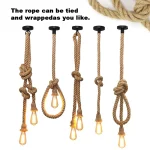 Vintage Hemp Rope Retro Ceiling Pendant Lamp E27 Base Loft Industrial Hanging Lamp Pendang Light Home Decoration DIY Decor Items 4