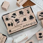Cute Cat Wooden Stamp Set for DIY Stamping Junk Journal Labels Cards Scrapbooking Meow Seal Craft Hobbies - Home & Garden 5