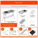 Stainless Steel Charcoal Grill Barbecue Tool Portable Free Installation Handle Folding  BBQ Cooking Grid  For  Park 2