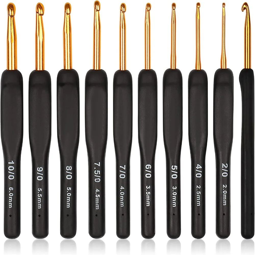 9PCS Black Ergonomic Crochet Hooks Set (2.0-6.0mm) - Soft Needles for Arthritic Hands, Ideal for Beginners 9PCS Black Ergonomic Crochet Hooks Set (2.0-6.0mm) - Soft Needles for Arthritic Hands, Ideal for Beginners