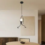 Vintage Iron Little Man Modern Arts Chandelier LED Ceiling Lamp Home Living Room Children Bedroom Decor Black E27 Pendant Lights 2