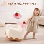 Toddler Chair for Ages 16, Soft Sherpa Kids Sofa with Book Pocket amp Carry Handle, Cozy SingleSeat Couch for Playroom or Bedroo 2