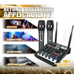4 Channel Audio dj Mixer Console with Bluetooth Mixer UHF Wireless Microphone for Home Karaoke Stage Studio 3