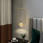 Gold Pendant Light 10W Modern Rectangle Hanging Lamp Adjustable Cord 3.28ft for Dining Room Kitchen, Ceiling Mount Fixture 2
