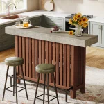 Tribesigns 63-Inch Large Home Bar Unit, 2-Tier Mini Bar Table Height Pub Table with Footrest, Modern Coffee Bar Cabinet 3