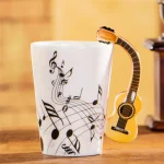 240ml Creative Music Ceramic Mug Guitar Violin Style Cute Coffee Tea Milk Stave Mugs And Cups with Handle Novelty Gifts 3