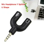 3.5mm Headphone Mic Splitter Adapter U-shaped Stereo 3.5mm 1 To 2 Audio Splitter Adapter for PS4 PC Laptop Ear Headset Cables 2