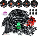 Garden 1/4'' Drip Irrigation Kit Automatic Watering System Nozzles for Farmland Bonsai Plant Flower Vegetable Greenhouse