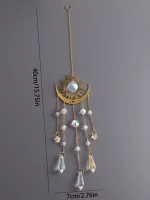 1pc gold flame moon crystal pendant sunlight catcher outdoor garden ab colourful hanging decorations hanging ornaments 2