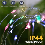 60/90/150/200 LED Solar Fireworks Lights Outdoor Decorative Multicolor Starburst Waterproof Lamps with 8 Modes for Garden Path 4