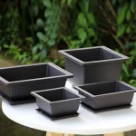 Flowerpots Imitation Purple Clay Succulent Plants Pots Outdoor Garden Landscape Bonsai Pot Trays Rectangular Square Planter 4
