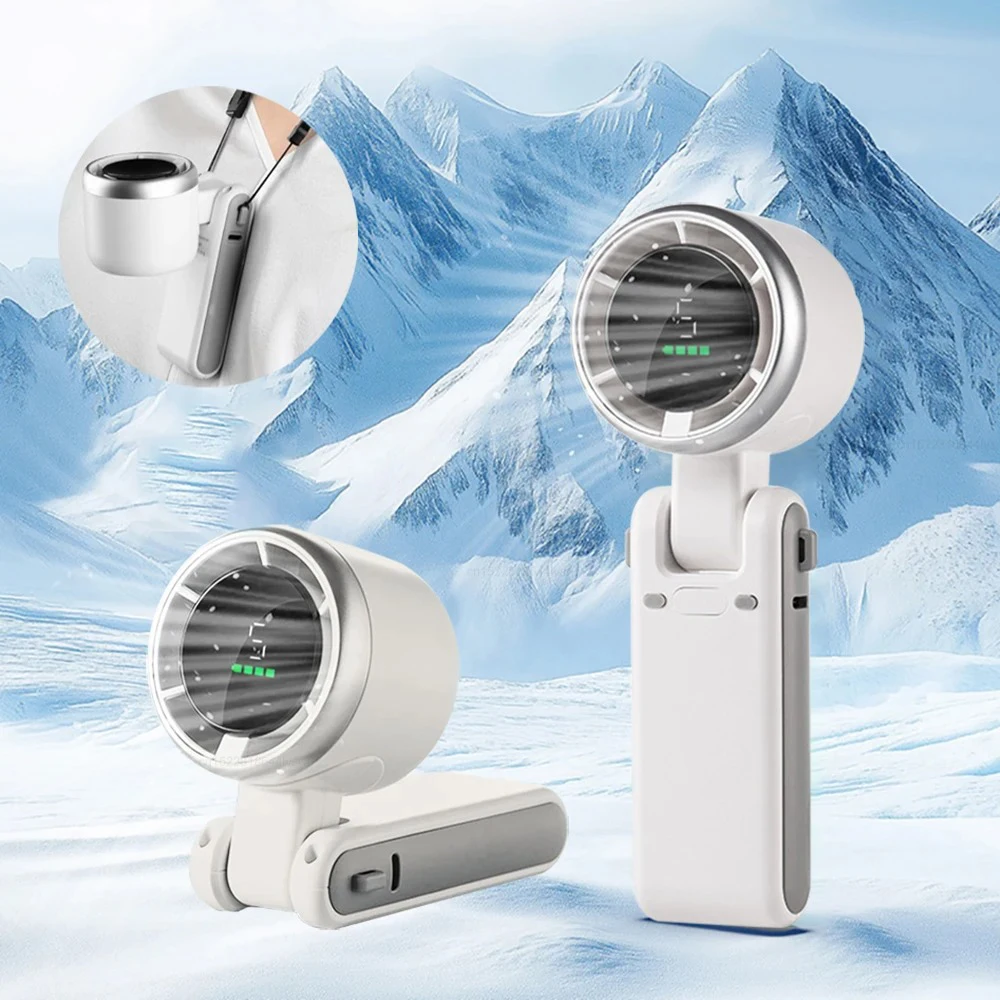 Portable Handheld Electric Fan 5 Speeds Adjustable Turbo 3600MAH Battery Fans LED Display Rechargeable Ice Cooling Personal Fan Portable Handheld Electric Fan 5 Speeds Adjustable Turbo 3600MAH Battery Fans LED Display Rechargeable Ice Cooling Personal Fan