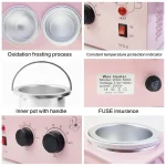 Portable Wax Warmer, Adjustable Temperature, 40 Wax Sticks, Hair Removal, Pink, Double Pots 4