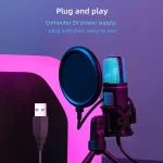 USB Microphone RGB Microfone Condensador noise reduction Wire Game Mic for Podcast Recording Studio Streaming Laptop Desktop PC 2