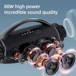 Zealot-S97 80W high power bluetooth speaker portable RGB colorful light waterproof wireless subwoofer 360 stereo surround TWS FM 5