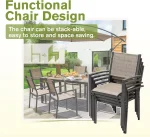 HOT-Patio Dining Set 7 Pieces Outdoor Furniture with Large Table and 6 Textilene Chairs for Porch, Brown 6