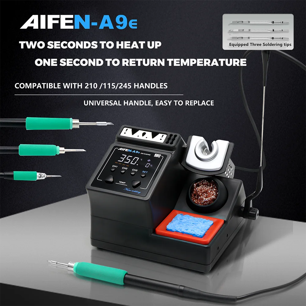 AIFEN A9E Soldering Station Compatible Original Soldering Iron Tip 210/245/115 Handle Control Temperature Welding Rework Station AIFEN A9E Soldering Station Compatible Original Soldering Iron Tip 210/245/115 Handle Control Temperature Welding Rework Station