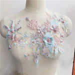 3D Flowers Beaded Lace Fabrics Applique Embroidery Sewing On Patches For Wedding/Evening Dress Clothing Patches Scrapbooking 3