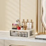 Cream Color Cosmetics Box,Multi-compartment Lipstick/Mask Organizer,Drawer Dresser for Skincare/Makeup Brushes,1–4 tiers 2