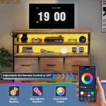 Wood TV Stand for 45-Inch TVs with LED Lights, Charging Station, 6 Drawers & Shelves for Living Room 6