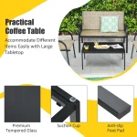 4PCS Patio Conversation Furniture Set All-Weather Garden Outdoor Brown 4