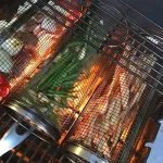 Barbecue Grill Grate Barbecue Cages Camping Picnic Cookware Outdoor Round BBQ Campfire Grill Grid Rolling Grill Basket 5