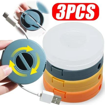 Retractable Portable Cable Organizer Flexible Cable Winder Wire Management Round Travel Wire Keeper Box for Wrapping Earphone