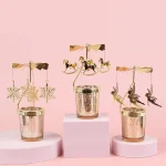 Love Wedding Candle Holders Snowflake Deer Fairy Rotating Candlestick Metal Tray Romantic Home Decoration Christmas Ornament ﻿ 5