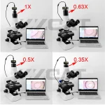 1X 0.35X 0.5X 0.63X Focusable Microscope C mount Adapter Trinocular Reduce Lens CCD Camera Adapter for Olympus Microscope 6