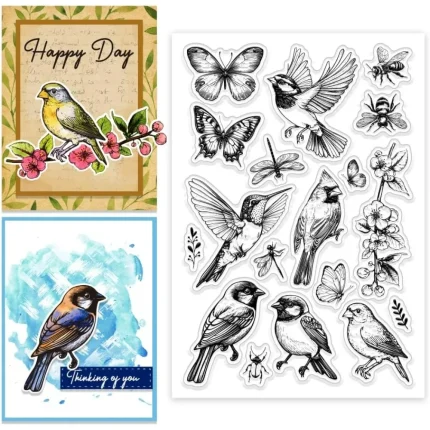 Flowers Birds Insects Clear Stamp Custom Silicone Clear Stamps Butterflies Stamps for DIY Scrapbooking Photo Album Decorative