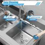 3 Compartment Stainless Steel Utility Sink Commercial, 304 Stainless Steel Laundry Tub with Feet for Restaurant Kitchen Garage 4